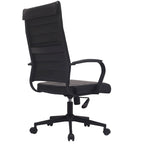 High-Back Ribbed PU Leather Swivel Office Chair, Tan / White / Black / Brown / Grey, 1-Person