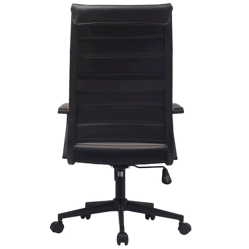High-Back Ribbed PU Leather Swivel Office Chair, Tan / White / Black / Brown / Grey, 1-Person