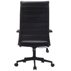 High-Back Ribbed PU Leather Swivel Office Chair, Tan / White / Black / Brown / Grey, 1-Person