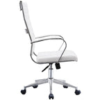 High-Back Ribbed PU Leather Swivel Office Chair, Tan / White / Black / Brown / Grey, 1-Person