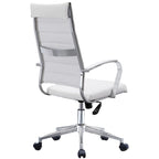 High-Back Ribbed PU Leather Swivel Office Chair, Tan / White / Black / Brown / Grey, 1-Person