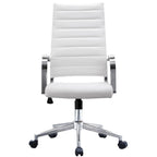 High-Back Ribbed PU Leather Swivel Office Chair, Tan / White / Black / Brown / Grey, 1-Person