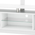 White Modern TV Stand with LED Lights & Power Outlets, 73 Inches, 1-Person Setup