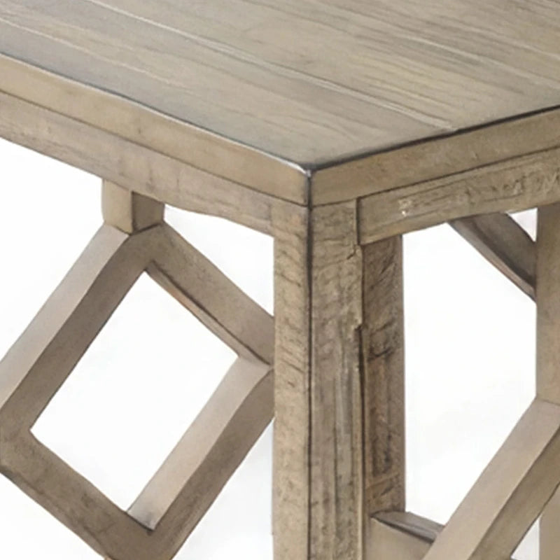 Pebble Brown 3-Piece Nesting Side Table Set, Geometric Diamond, Rustic Distressed