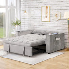 Canapé-lit convertible de 58 pouces avec porte-gobelet et port USB – Blanc lait / Rose / Gris / Noir – 1 place