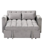 Canapé-lit convertible de 58 pouces avec porte-gobelet et port USB – Blanc lait / Rose / Gris / Noir – 1 place