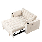 Canapé-lit convertible de 58 pouces avec porte-gobelet et port USB – Blanc lait / Rose / Gris / Noir – 1 place