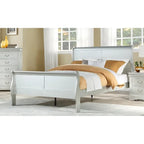 Silver Twin Sleigh Bed, Transitional Style, Solid Wood, Single