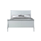 Silver Twin Sleigh Bed, Transitional Style, Solid Wood, Single