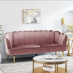 76.25  Velvet Channel Stitching 3-seater Sofa with Metal Legs for Living Room