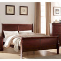 Lit simple en bois massif de cerisier avec quincaillerie en laiton, style transitionnel, 1 personne