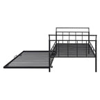 Lit de repos en fer blanc/noir avec lit gigogne, poignée incurvée, taille double, pour 2 personnes