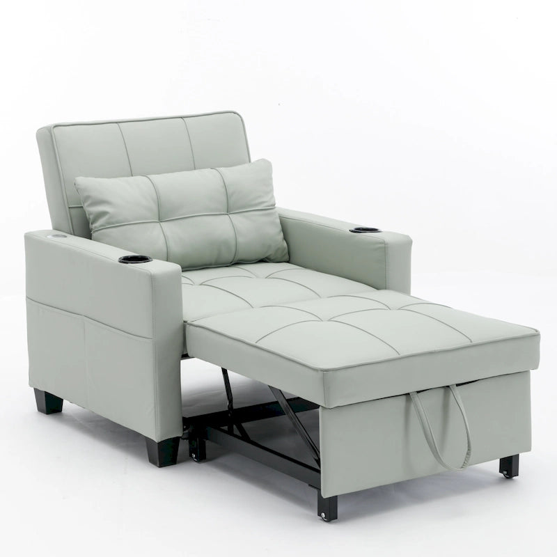 Orange/Green Convertible 3-in-1 Sleeper Chair Sofa Bed, Single