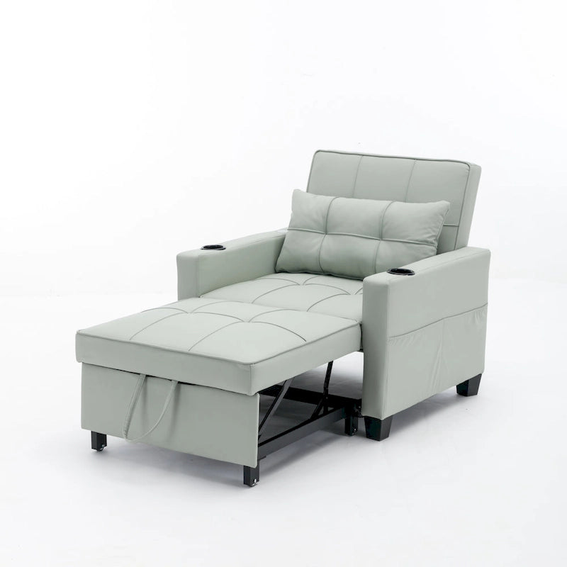 Orange/Green Convertible 3-in-1 Sleeper Chair Sofa Bed, Single