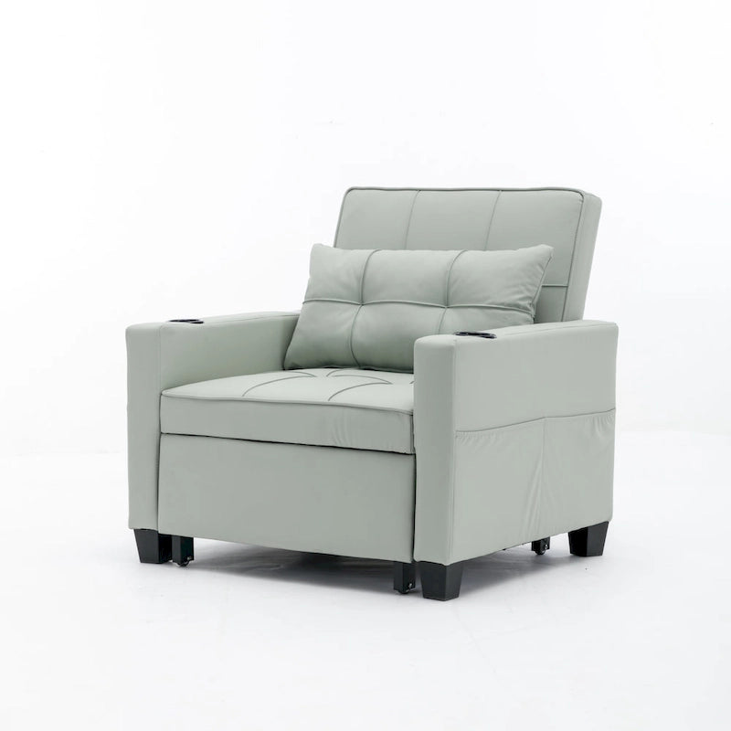 Orange/Green Convertible 3-in-1 Sleeper Chair Sofa Bed, Single