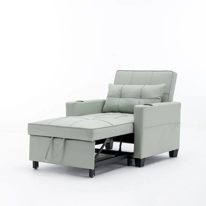 Orange/Green Convertible 3-in-1 Sleeper Chair Sofa Bed, Single