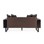 Black Faux Leather Button-Tufted Loveseat with Pillows, Seats 2