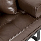 Black Faux Leather Button-Tufted Loveseat with Pillows, Seats 2