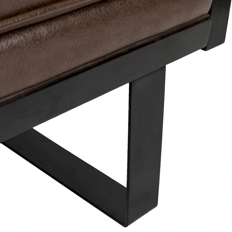 Black Faux Leather Button-Tufted Loveseat with Pillows, Seats 2