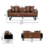 Black Faux Leather Button-Tufted Loveseat with Pillows, Seats 2