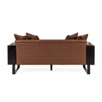 Black Faux Leather Button-Tufted Loveseat with Pillows, Seats 2