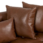 Black Faux Leather Button-Tufted Loveseat with Pillows, Seats 2