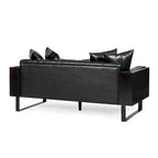 Black Faux Leather Button-Tufted Loveseat with Pillows, Seats 2