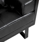 Black Faux Leather Button-Tufted Loveseat with Pillows, Seats 2