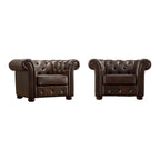 Brown/Beige/Grey Tufted Scroll Arm Accent Chair, Seats 1