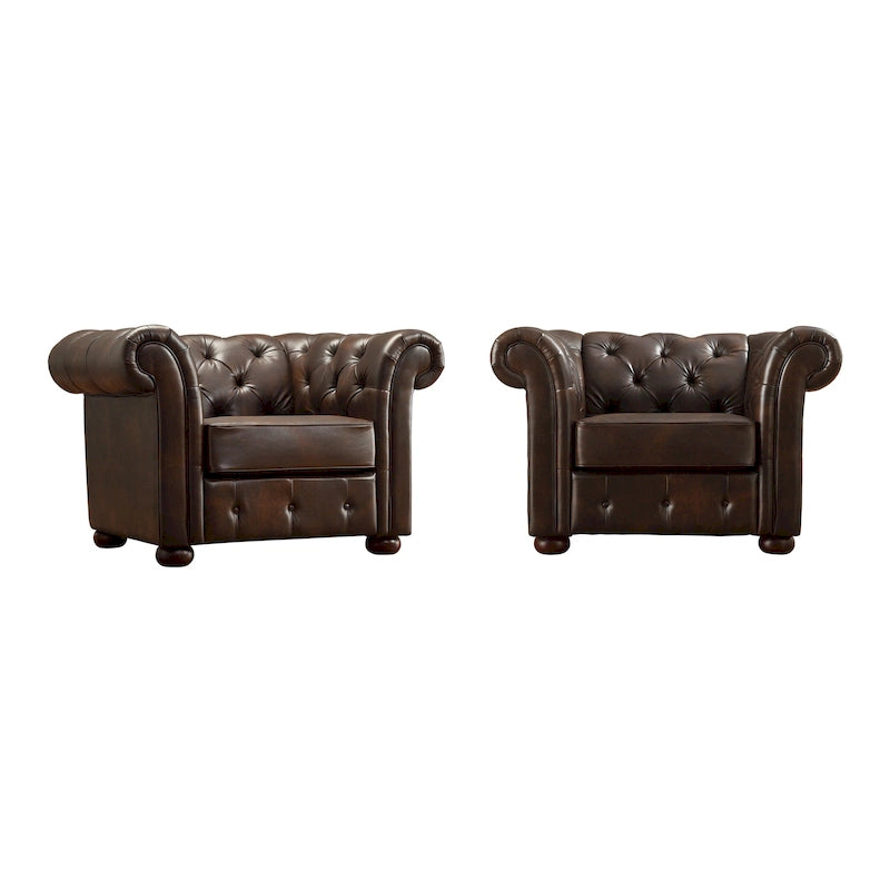 Brown/Beige/Grey Tufted Scroll Arm Accent Chair, Seats 1