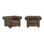 Brown/Beige/Grey Tufted Scroll Arm Accent Chair, Seats 1