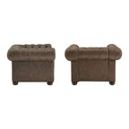 Brown/Beige/Grey Tufted Scroll Arm Accent Chair, Seats 1