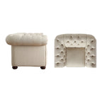 Brown/Beige/Grey Tufted Scroll Arm Accent Chair, Seats 1