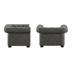 Brown/Beige/Grey Tufted Scroll Arm Accent Chair, Seats 1