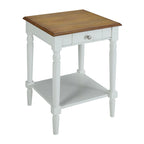 Table d'appoint à 1 tiroir avec étagère inférieure, blanche / noire / couleur bois, simple