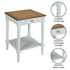 Table d'appoint à 1 tiroir avec étagère inférieure, blanche / noire / couleur bois, simple
