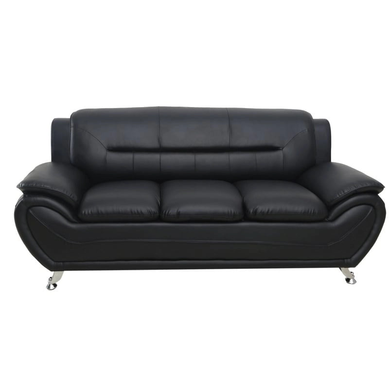 Modern Bonded Leather Sofa – Grey / Cream White / Black / Camel-Black / Red, 3-Seater