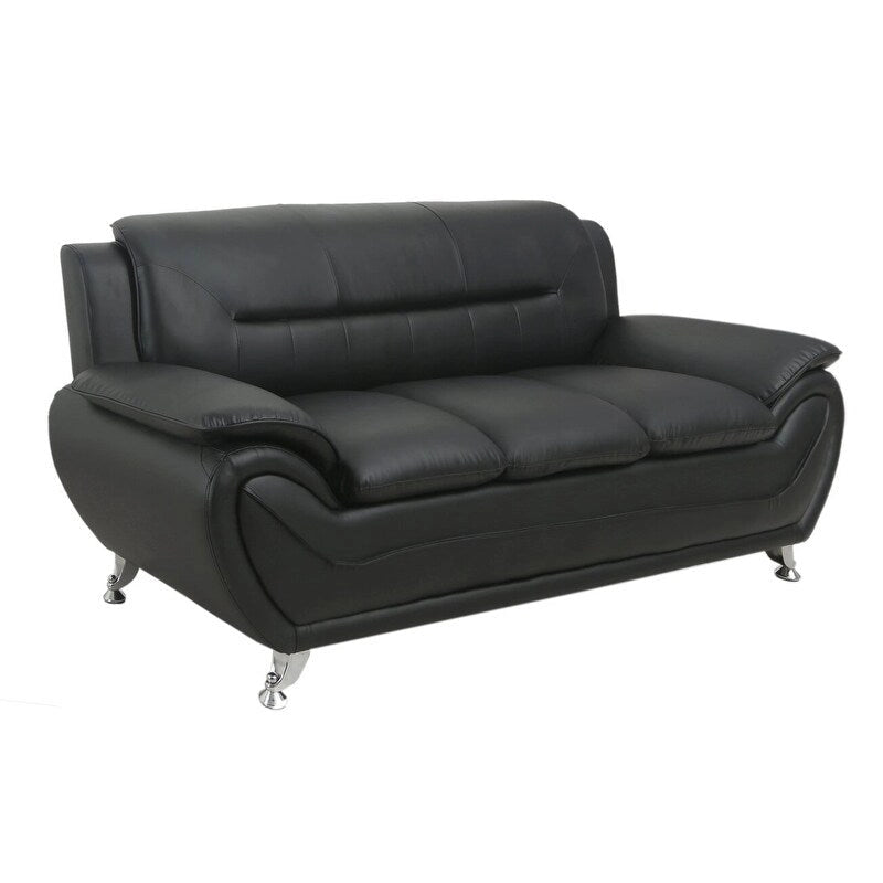 Modern Bonded Leather Sofa – Grey / Cream White / Black / Camel-Black / Red, 3-Seater