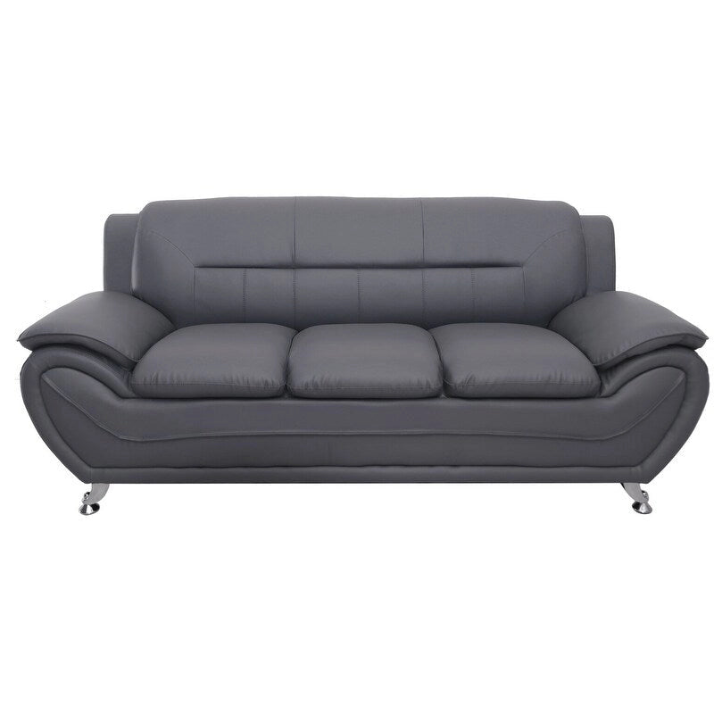 Modern Bonded Leather Sofa – Grey / Cream White / Black / Camel-Black / Red, 3-Seater