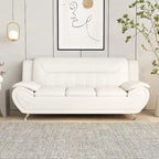 Modern Bonded Leather Sofa – Grey / Cream White / Black / Camel-Black / Red, 3-Seater