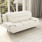 Modern Bonded Leather Sofa – Grey / Cream White / Black / Camel-Black / Red, 3-Seater