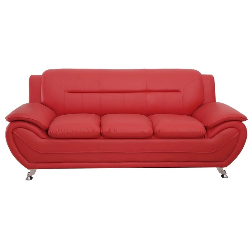 Modern Bonded Leather Sofa – Grey / Cream White / Black / Camel-Black / Red, 3-Seater