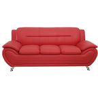 Modern Bonded Leather Sofa – Grey / Cream White / Black / Camel-Black / Red, 3-Seater