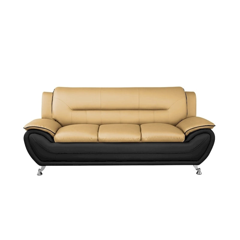 Modern Bonded Leather Sofa – Grey / Cream White / Black / Camel-Black / Red, 3-Seater