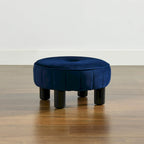 Round Velvet Footstool Ottoman, Multiple Colors, Single Seat, 16" Diameter