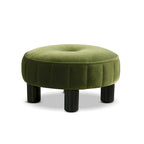 Round Velvet Footstool Ottoman, Multiple Colors, Single Seat, 16" Diameter