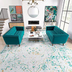 Tufted Velvet Loveseat, Set of 2 – Teal / Smoke / Blue / Grey / Dark Yellow