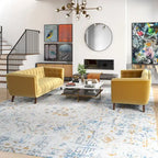 Tufted Velvet Loveseat, Set of 2 – Teal / Smoke / Blue / Grey / Dark Yellow
