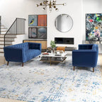 Tufted Velvet Loveseat, Set of 2 – Teal / Smoke / Blue / Grey / Dark Yellow