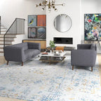 Tufted Velvet Loveseat, Set of 2 – Teal / Smoke / Blue / Grey / Dark Yellow